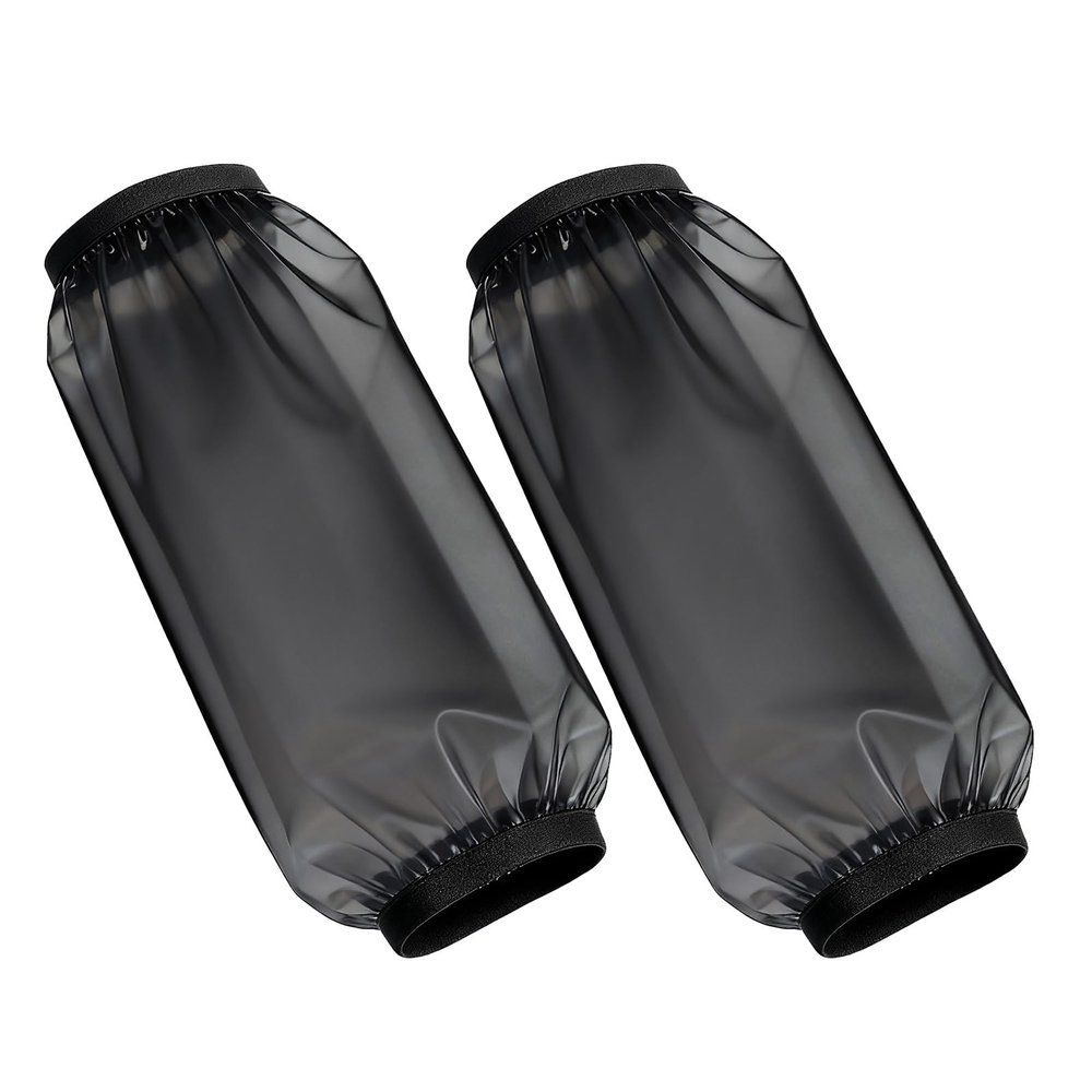 [Asukohu] Clear Arm Cover Household Protective Sleeve for Outdoor Activities Dishwashing Gardening Work 1 Pair TPU Sleeve Protector, Large Black Size, One size