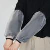 [Asukohu] Clear Arm Cover Household Protective Sleeve for Outdoor Activities Dishwashing Gardening Work 1 Pair TPU Sleeve Protector, Large Black Size, One size view 4