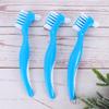 BELLIFFY 6Pcs Double Head False Teeth Brush with Non-Slip Handle and Soft Bristles for Gentle Denture Cleaning at Home, Blue Plastic Dental Care Toothbrush for Retainers view 4