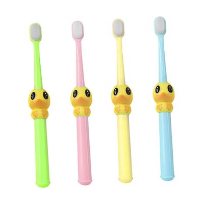 UTHCLO 4pcs Oral Care Toothbrush Set Soft Bristles, Cartoon, Suitable for Aged 2-10, Colorful Yellow Pink Green Blue, Gentle Cleaning for Young