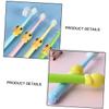 UTHCLO 4pcs Oral Care Toothbrush Set Soft Bristles, Cartoon, Suitable for Aged 2-10, Colorful Yellow Pink Green Blue, Gentle Cleaning for Young view 3