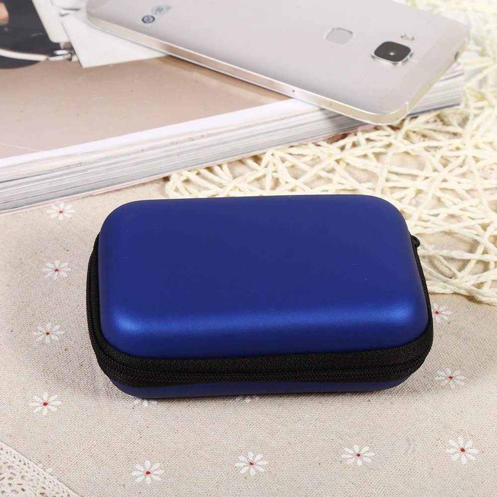 Cryfokt Digital Storage Bag Portable Organizer Shockproof Durable for Travel Office EVA PU Leather Black (Dark Blue)