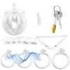Protective Cage With Anti-Slip Rings And Waist Belt For MaleSpecial Flat Cage For Male Cross-Dressing - H2white view 1