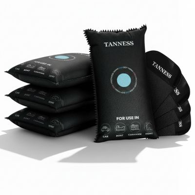 Tanness 4 Pack x 1kg Car Dehumidifier Bags with Anti-Slip Pads - Essential Car Accessories, Moisture Absorber, Reusable, Recharges in Microwave - Multipurpose for Home, All Spaces & Vehicles