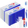 50 Pcs Toothbrushes with Toothpaste Kit, Travel Kit with Plastic Zip Bag, Toothbrush Head Cover, Floss Pick, 25 Gram Toothpaste, Bulk Toothbrush for Homeless, Travel, Hotel