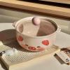 Ceramic Ear Covered Cute Instant Noodles Bowl Home Exquisite High Temperature Resistant-Powder Piggy (Covered) view 2