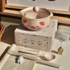 Ceramic Ear Covered Cute Instant Noodles Bowl Home Exquisite High Temperature Resistant-Powder Piggy (Covered) view 3