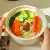 Ceramic solid color thickened instant noodle bowl with lid Household exquisite high temperature resistant-milk fufu instant noodle bowl "with lid" view 3