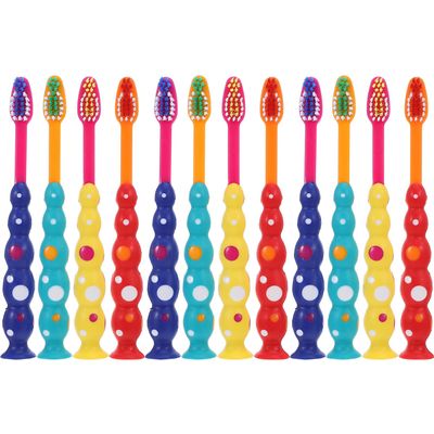 SEWOART 12pcs Boys and Girls Cartoon Toothbrush Soft Brush Heads Suction Cup Boy Girl Manual Toothbrush