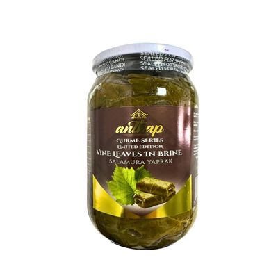 Anthap Vine Grape Leaves Gurme Series Jar in Brine, Premium Quality Grape Leaves, Ideal for Stuffed Dolma, Authentic Taste, Main Ingredient to Turkish Dolma, from Turkiye, Asma Yapragi, 880g