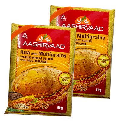 Aashirvaad's Multigrain Atta 5KG Flour To Make Soft And Smooth Chapatti, Roti Product Of India Pack Of 2