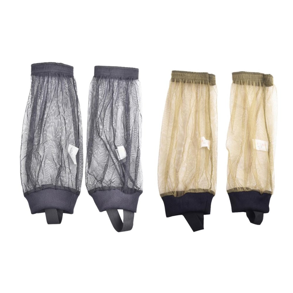 ifundom Bite-Proof Mosquito Mesh Sock Covers, Lightweight Leg Protectors, Sturdy Outdoor Foot Sleeves, 2 Pairs (Green Black) for Camping and Hiking