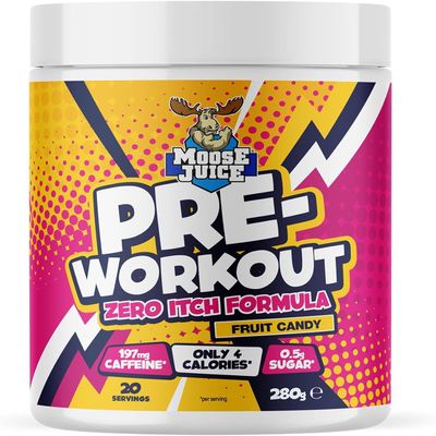 Muscle Moose Zero Itch Pre-Workout Powder, Fruit Candy, 280 g