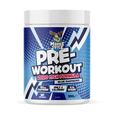 Muscle Moose Pre-Workout Zero Itch 280g - Blue Raspberry