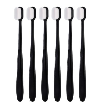 6Pcs Soft Bristle Toothbrush Micro-Nano Toothbrushes Extra Soft Toothbrush with 20000 Bristles for for Fragile Gums Elderly Adult Kids Braces Black (White Bristles)