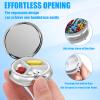Red Cardinal Flower Pill Case, Bird Pill Box 3 Compartments Metal Small Pill Holder with Mirror Mini Travel Pill Container for Purse Pocket Women Men view 3