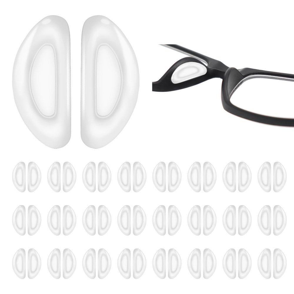 24 Pairs Silicone Nose Pads for Glasses Stick on, Anti-Slip Pads to Stop Glasses Slipping Down Nose, Durable & Comfortable Glasses-Nose-Pad, Glasses-Nose-Pad Silicone (Transparent)