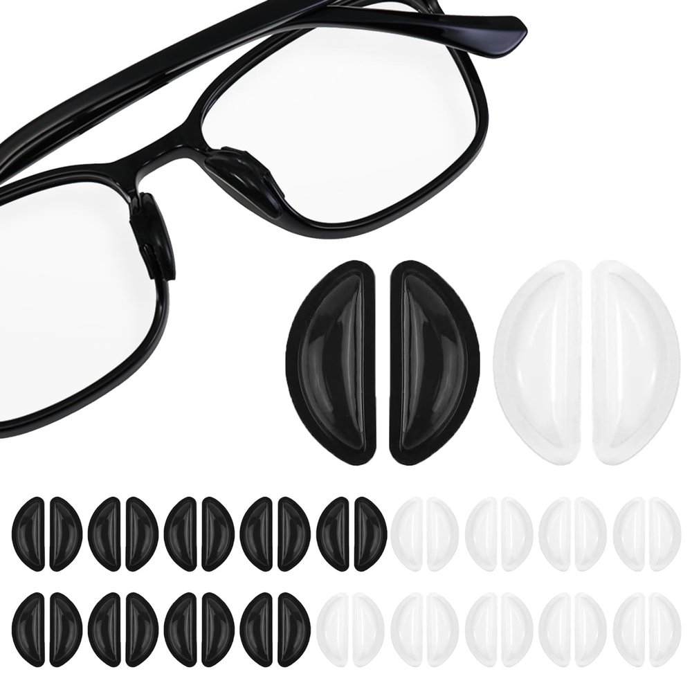 20 Pcs Eyeglass Nose Pads,Adhesive Anti-Slip Nose Pads,Ultra-Strong Grip and Ultra-Soft,Soft Silicone Nose Pad Cushion for Sunglasses,Glasses,Eyeglasses(10 Pcs Black and 10 Pcs White)