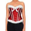 Eghunooye Christmas Corset Tops for Women Sleeveless Fur Trim Lingerie Bustier Sexy Santa Claus Cosplay Outfit (Red, XL) view 1