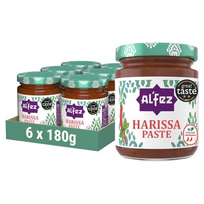 AlFez Harissa Paste 180g x 6 Multipack Authentic North African Chilli Paste with Garlic & Spices Bold Heat & Rich Flavour for Cooking, Seasoning & Everyday Meals