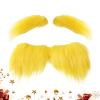 Yellow Mustache & Brows - Fiber Costume Accessory | Vibrating Facial Hair Set for Cosplay, Halloween, Christmas & Party Accessories - Funny Design Inspired By view 1
