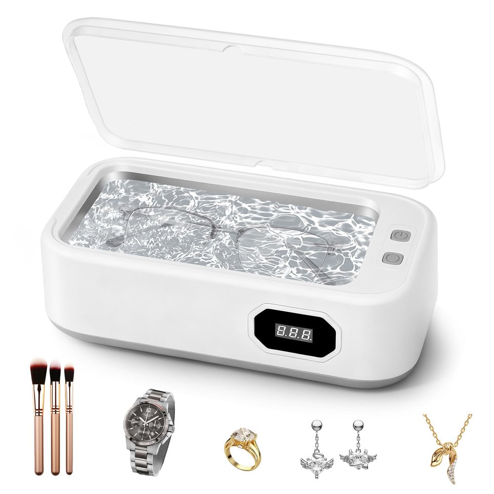AOOTE Ultrasonic Cleaner Machine, 640ML Sonic Jewellery Cleaner Machine, 49KHz Professional Sonic Cleaners with 5 Digital Timer, Ultrasonic Cleane 360 Cleaning for Glasses,Jewellery,Dentures,Ring