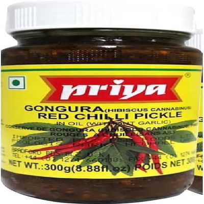 Gongura Red Chilli Pickle FromPriya hot and spicy pepper condiment Product from India 300g Pack of 2