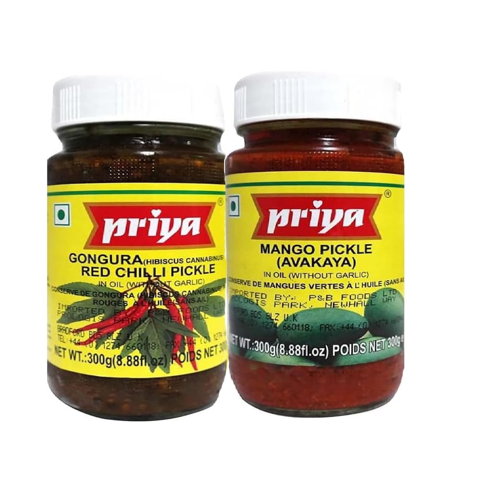 Gongura Red Chilli And Mango Avakaya Pickle FromPriya Combo Hot Traditional Condiments Product From India Each Pack 300G Combo Pack