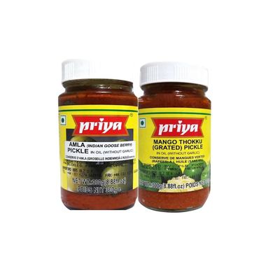 Amla And Mango Thokku Pickle FromPriya Combo Gooseberry And Grated Mango Condiments Product From India Each Pack 300G Combo Pack