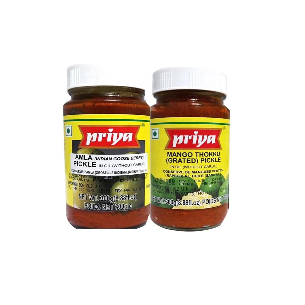 Amla And Mango Thokku Pickle FromPriya Combo Gooseberry And Grated Mango Condiments Product From India Each Pack 300G Combo Pack