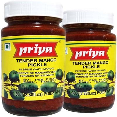 Tender Vadu Mango Pickle FromPriya whole baby mango condiment Product from India 300g Pack of 2