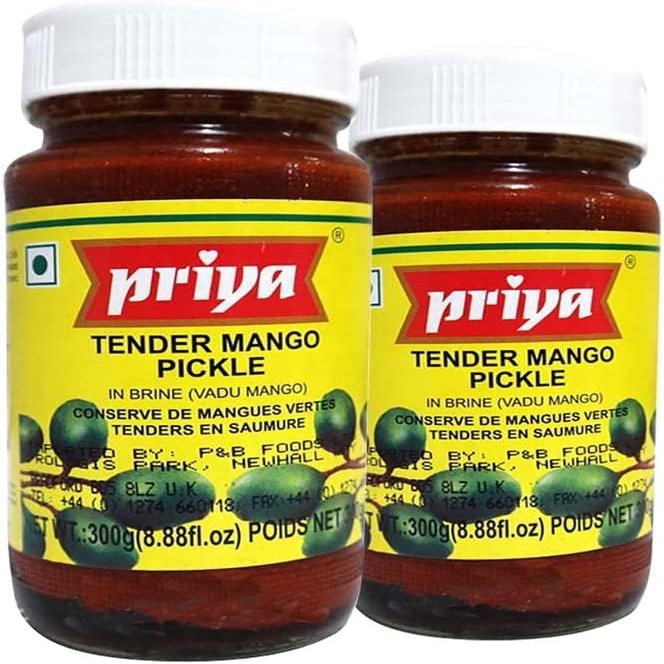 Tender Vadu Mango Pickle FromPriya whole baby mango condiment Product from India 300g Pack of 2