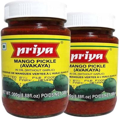 Mango Avakaya Pickle FromPriya traditional South Indian raw mango condiment Product from India 300g Pack of 2