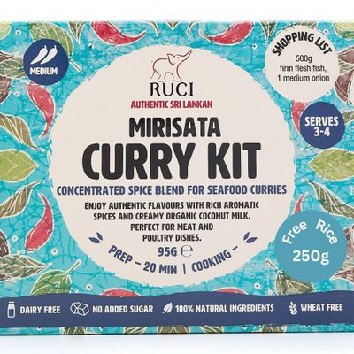 RUCI Mirisata Sri Lankan Curry Kit with Spices, Curry Paste & Coconut Milk, Meal for 4 with Rice Included, Authentic Bold & Fiery Flavours