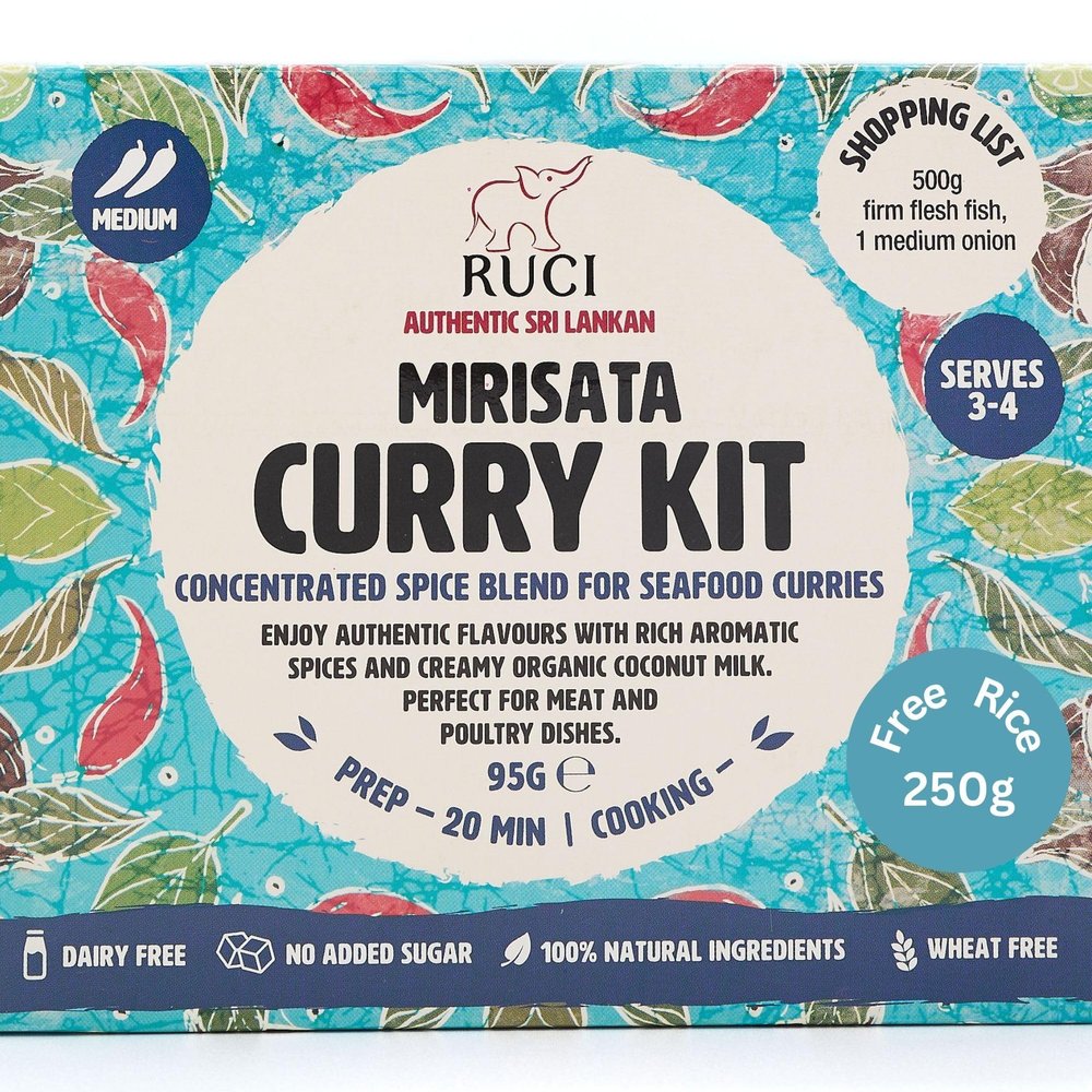 RUCI Mirisata Sri Lankan Curry Kit with Spices, Curry Paste & Coconut Milk, Meal for 4 with Rice Included, Authentic Bold & Fiery Flavours