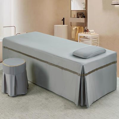 GreyD Spa Table Skirt 70x190cm (S) Soft Linen Age Table Cover with Face Hole Dustproof & Reusable Bed Skirt for Beauty Treatments Full Wrap Protection