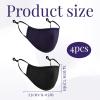 Grosion 4 PCS Reusable Cotton Face Masks with 2 Black Mask + 2 Navy Blue,Reusable Cotton Covering with Nose Wire for Glass Wearers,Washable and Breathable Fabric with Adjustable Ear Loops view 2