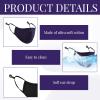 Grosion 4 PCS Reusable Cotton Face Masks with 2 Black Mask + 2 Navy Blue,Reusable Cotton Covering with Nose Wire for Glass Wearers,Washable and Breathable Fabric with Adjustable Ear Loops view 3
