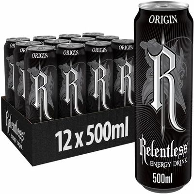 Relentless Origin Can 500 Ml (Pack of 12) | Boost Your Energy Levels | Unique Formula | Perfect for Various Occasions