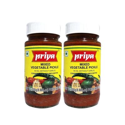 Mixed Veg Pickle FromPriya assorted vegetable savory condiment Product from India 300g Pack of 2