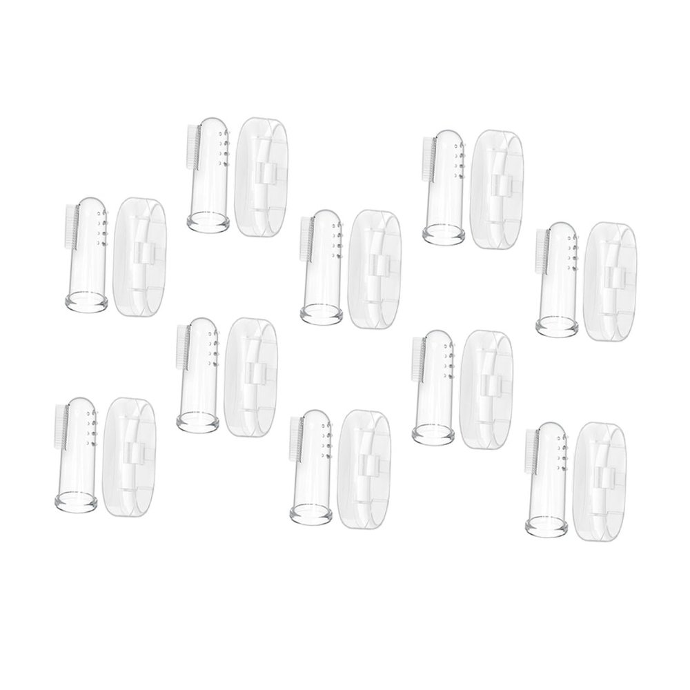 Abaodam 10 Sets Silicone Finger Toothbrush for Baby with Double-Sided Design and Soft Bristles, Includes Storage Cases for Infant Oral Care and Gentle Massage