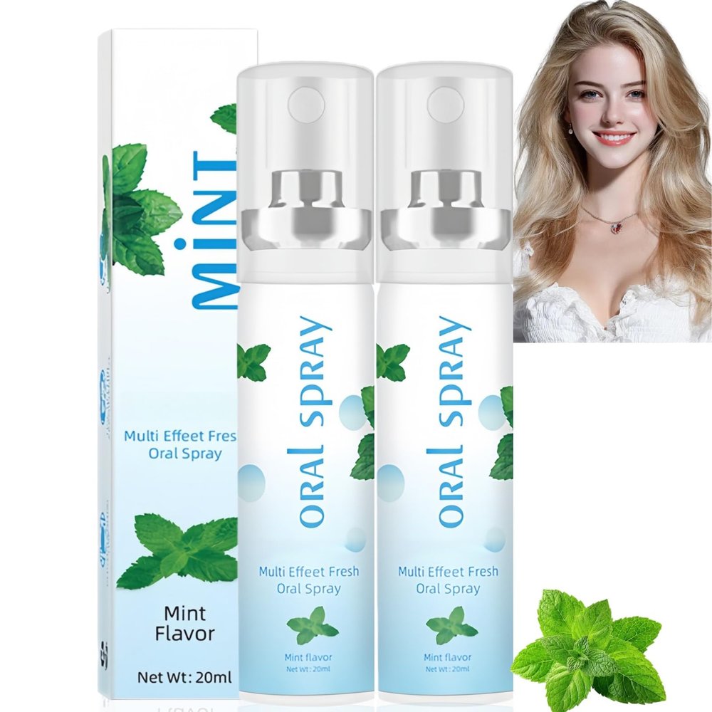 2PCS Dry Mouth Relief Spray for Adult,Bad Breath Treatment with Long-Lasting Freshness,Fruit Flavored Oral Care Spray for Instant Fresh Breath,Mouth Spray for Bad Breath,Breath Freshener Spray