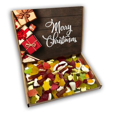 All Jelly Sweet Mix Merry Christmas Sweets Gift Box Hamper (Christmas Kraft)
