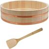 Wooden Sushi Rice Mixing Tub with Spoon for Authentic Japanese Cuisine Preparation view 1