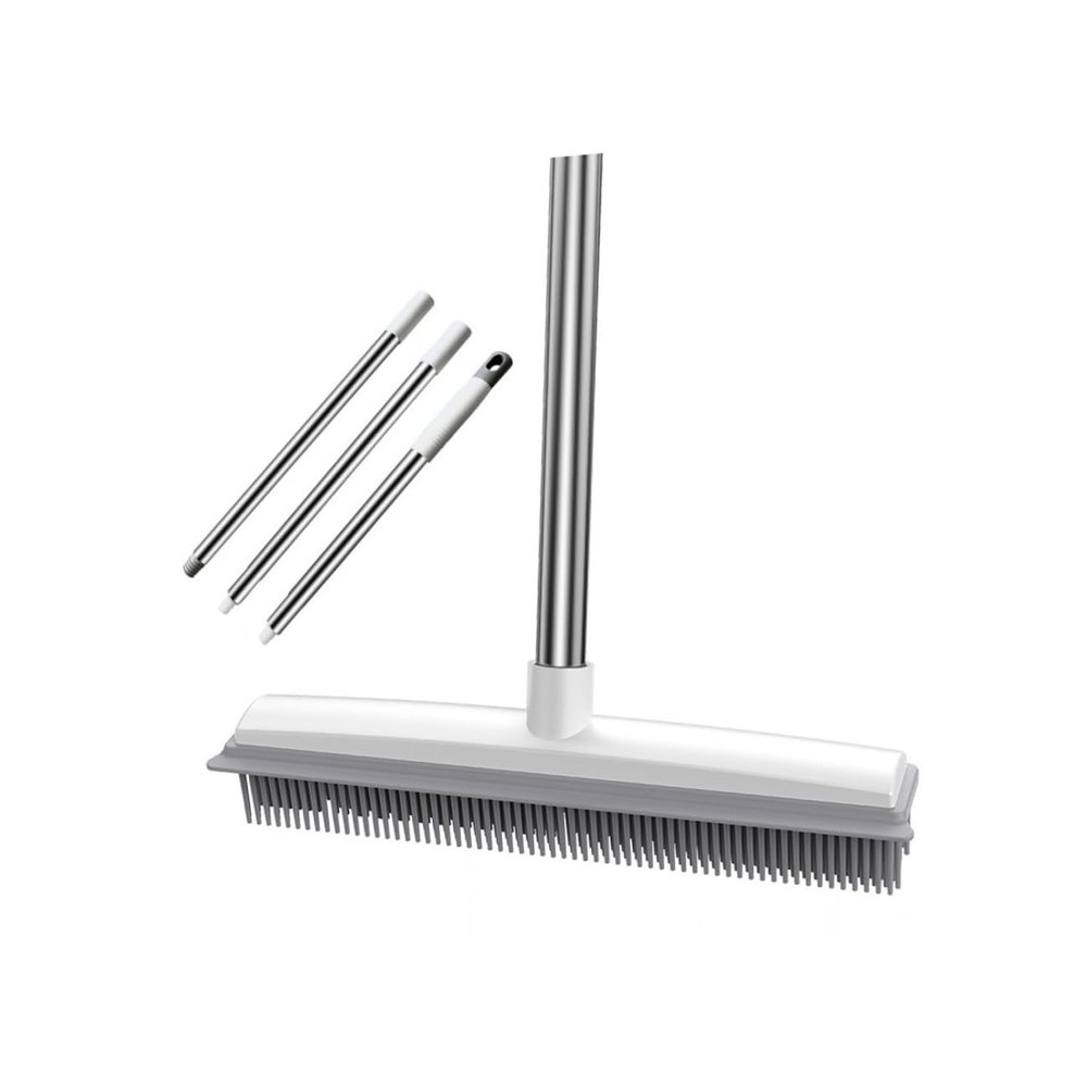 ADOCARN Long Handle Floor Cleaning Brush with Ergonomic Design Multi-purpose Pet Fur Remover and Carpet Scrubber for Hardwood Tiles and Indoor Sweeping