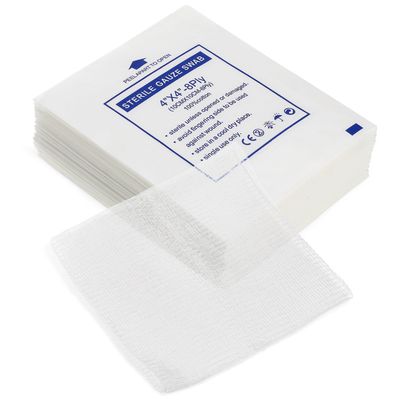 EXAOMBLE Cotton Gauze Pads Highly Absorbent and Gentle on Skin White 50pcs Small Size for Burns and Household Use