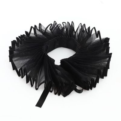 CHICTRY Victorian Neck Ruffle Collar Organza Clown Choker Neck Collar Renaissance Costume Accessory Black One Size