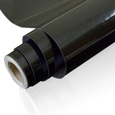 PVC Solid Color Self Adhesive Vinyl Wallpaper Waterproof Film DIY Renovation Oil-Proof Wall Stickers Kitchen Cabinet Home Decals(Shiny Black,5mx60cm)