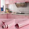 PVC Solid Color Self Adhesive Vinyl Wallpaper Waterproof Film DIY Renovation Oil-Proof Wall Stickers Kitchen Cabinet Home Decals(Shiny Black,5mx60cm) view 2