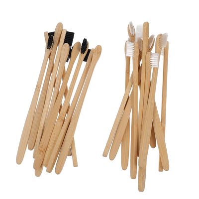 20pcs Bamboo Toothbrushes for Adults Household Use Natural Bristles Small Head Comfortable Handle Black White for Women and